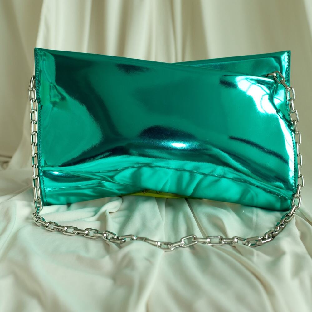 Christian Louboutin Loubitwist Iceberg Specchio Bag - Green Metallic, NWT